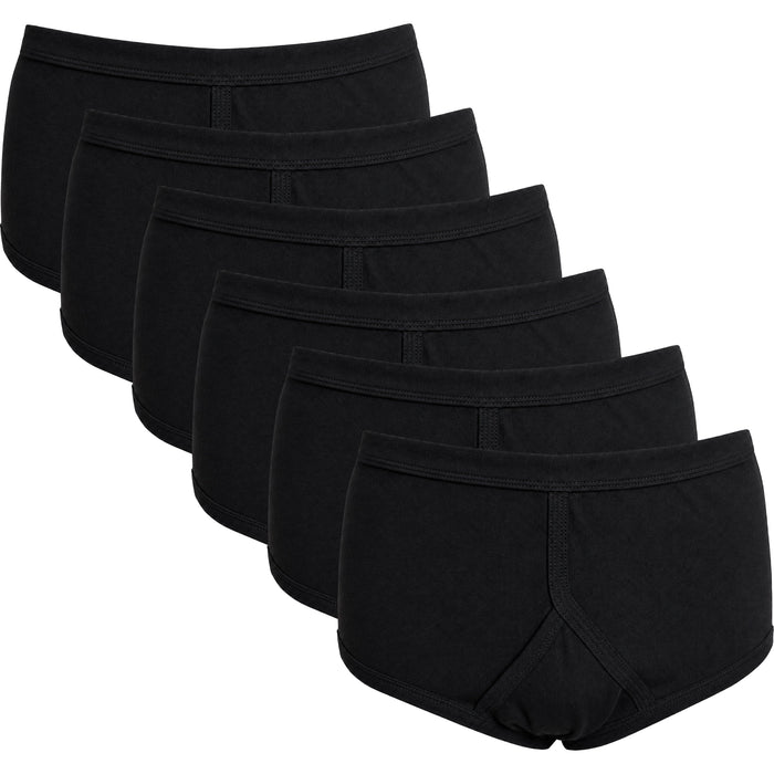 Sock Stack Men's 6 Pack Cotton Y-Front Briefs White 100% Cotton Soft Stretch Waistband Hypoallergenic Durable Underwear Everyday Comfort BLACK / S Underwear