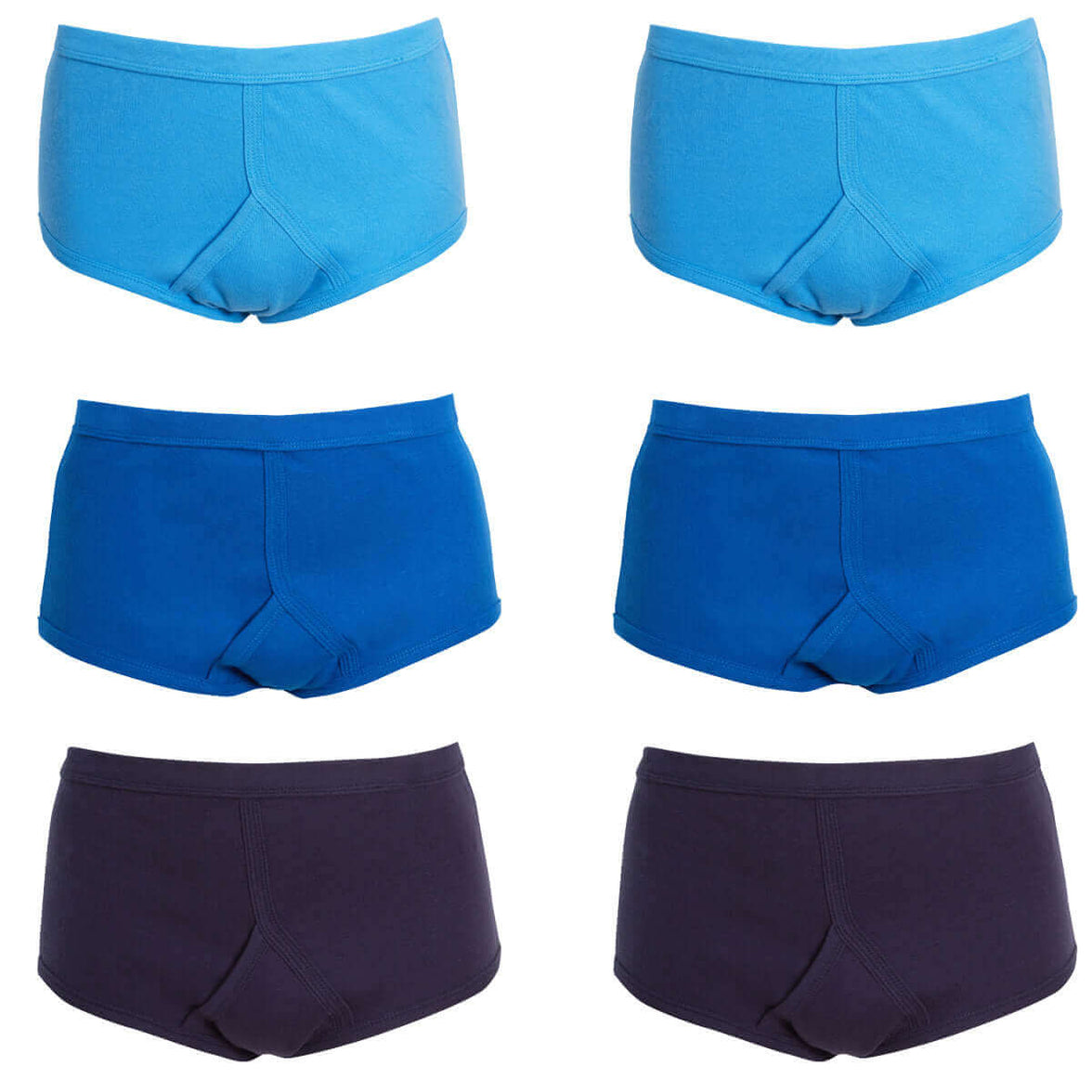 Sock Stack Men's 6 Pack Cotton Y-Front Briefs White 100% Cotton Soft Stretch Waistband Hypoallergenic Durable Underwear Everyday Comfort BLUE/ASSORTED / S Underwear