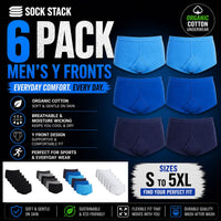 Sock Stack Men's 6 Pack Cotton Y-Front Briefs White 100% Cotton Soft Stretch Waistband Hypoallergenic Durable Underwear Everyday Comfort Underwear