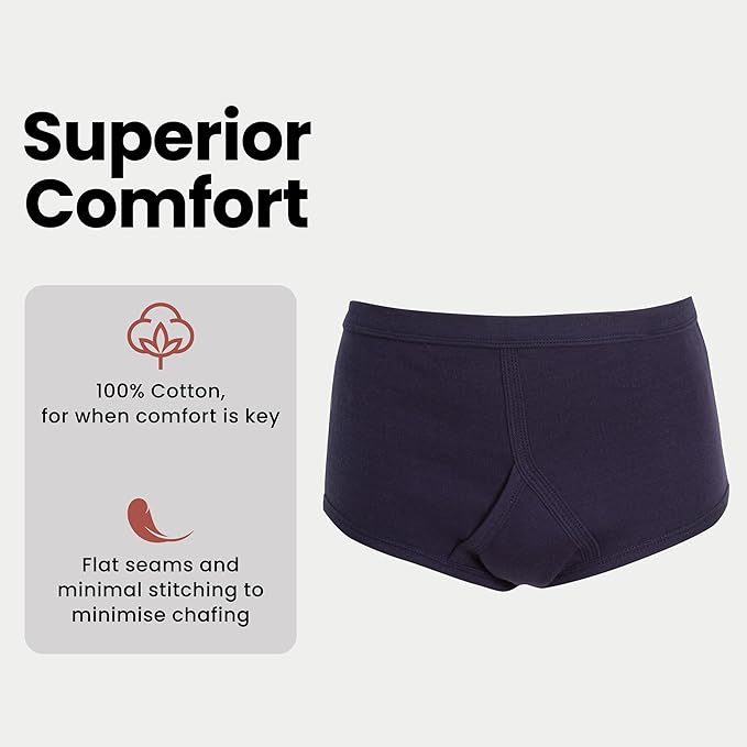 Sock Stack Men's 6 Pack Cotton Y-Front Briefs White 100% Cotton Soft Stretch Waistband Hypoallergenic Durable Underwear Everyday Comfort Underwear