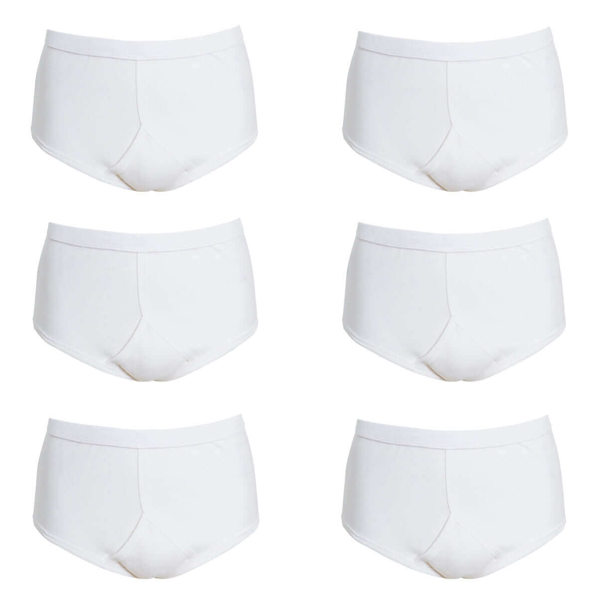 Sock Stack Men's 6 Pack Cotton Y-Front Briefs White 100% Cotton Soft Stretch Waistband Hypoallergenic Durable Underwear Everyday Comfort WHITE / S Underwear