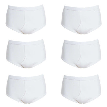 Sock Stack Men's 6 Pack Cotton Y-Front Briefs White 100% Cotton Soft Stretch Waistband Hypoallergenic Durable Underwear Everyday Comfort WHITE / S Underwear