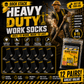 Sock Stack Men's Heavy Duty Work Socks 12 Pairs Cushion Sole Reinforced Toe Heel Black For Construction Outdoors UK 6 To 11 EU 39 To 45 Socks
