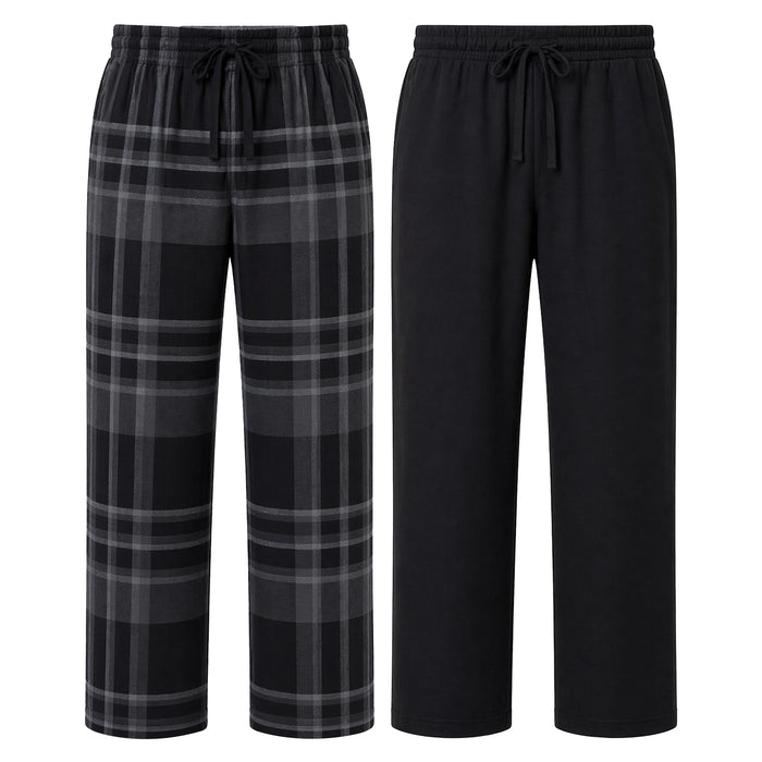 Sock Stack Mens Check Lounge Pants Soft Cotton Pyjama Bottoms Comfy Sleepwear Trousers UK BLACK/GREY CHECK / M Lounge Pant