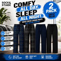 Sock Stack Mens Check Lounge Pants Soft Cotton Pyjama Bottoms Comfy Sleepwear Trousers UK Lounge Pant