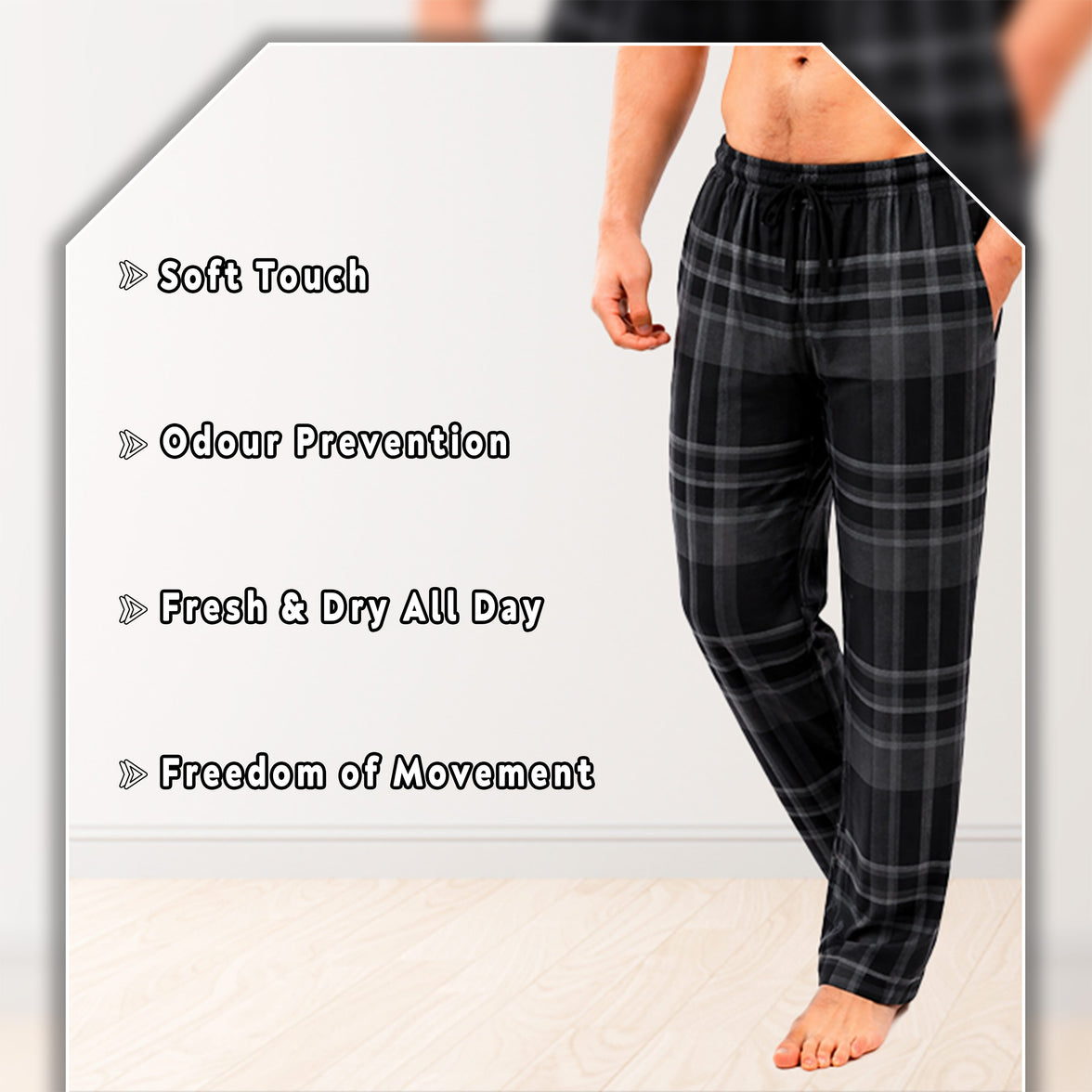 Sock Stack Mens Check Lounge Pants Soft Cotton Pyjama Bottoms Comfy Sleepwear Trousers UK Lounge Pant