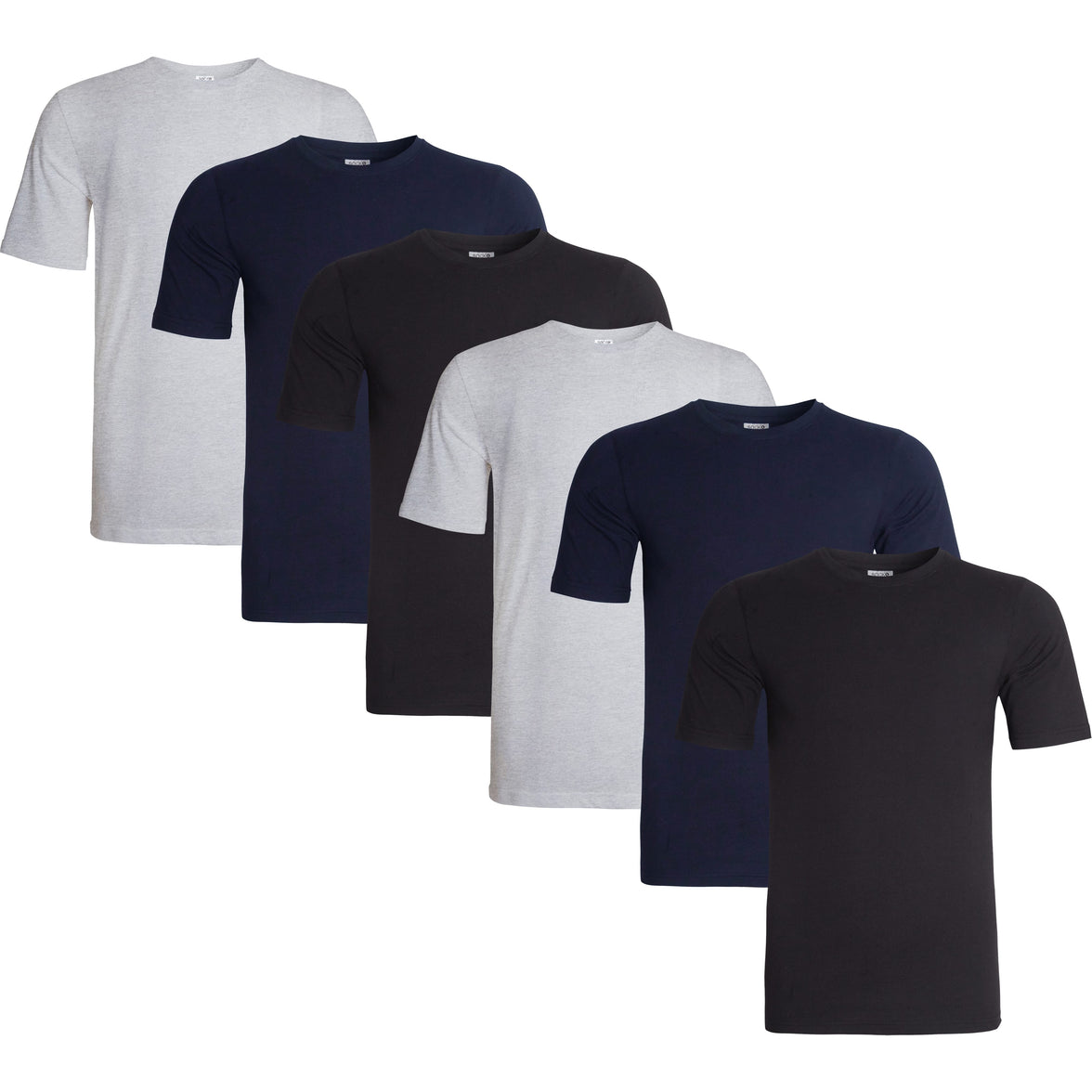 Sock Stack Mens T Shirt Pack of 6 Crew Neck T-Shirts for Men Multipack Super Soft Short Sleeve Slim Fit for Everyday Wear BLACK NAVY GREY / S T-Shirts