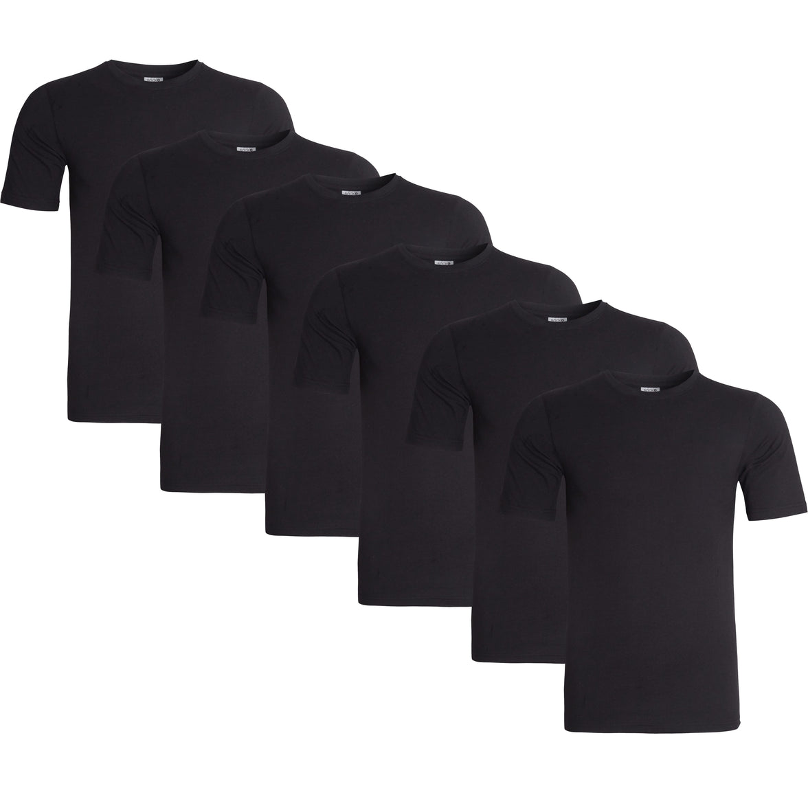Sock Stack Mens T Shirt Pack of 6 Crew Neck T-Shirts for Men Multipack Super Soft Short Sleeve Slim Fit for Everyday Wear BLACK / S T-Shirts