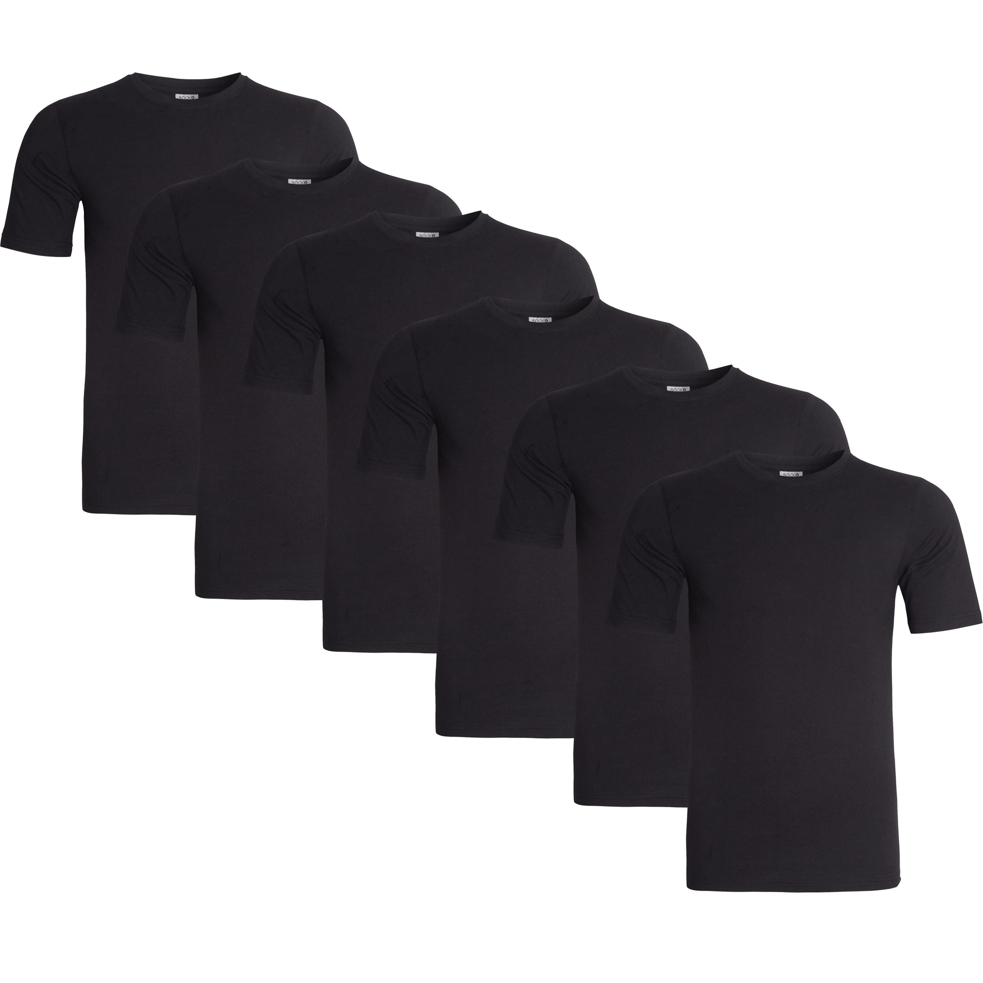 Sock Stack Mens T Shirt Pack of 6 Crew Neck T-Shirts for Men Multipack Super Soft Short Sleeve Slim Fit for Everyday Wear BLACK / S T-Shirts