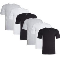 Sock Stack Mens T Shirt Pack of 6 Crew Neck T-Shirts for Men Multipack Super Soft Short Sleeve Slim Fit for Everyday Wear BLACK WHITE GREY / S T-Shirts