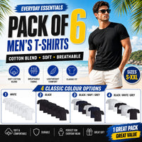 Sock Stack Mens T Shirt Pack of 6 Crew Neck T-Shirts for Men Multipack Super Soft Short Sleeve Slim Fit for Everyday Wear T-Shirts