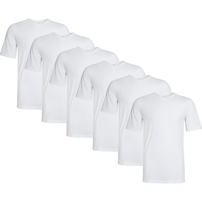 Sock Stack Mens T Shirt Pack of 6 Crew Neck T-Shirts for Men Multipack Super Soft Short Sleeve Slim Fit for Everyday Wear WHITE / S T-Shirts