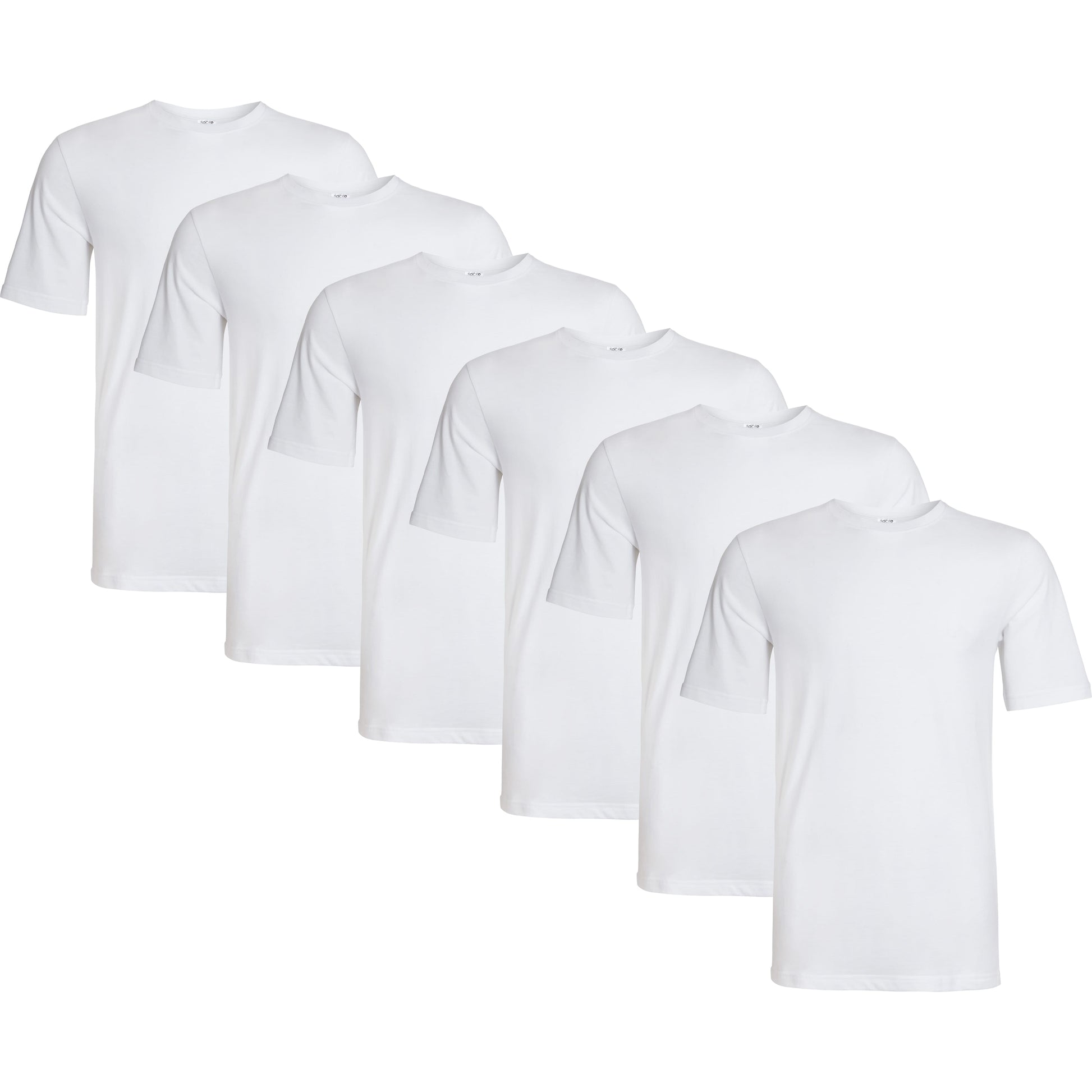 Sock Stack Mens T Shirt Pack of 6 Crew Neck T-Shirts for Men Multipack Super Soft Short Sleeve Slim Fit for Everyday Wear WHITE / S T-Shirts