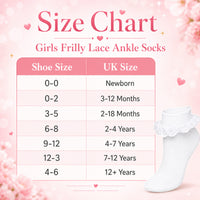 Sock Stack White Girls Tutu Frilly Ankle Socks With Lace And Bow 6 Pairs Cotton Rich Super Soft Wedding Christening Socks Socks