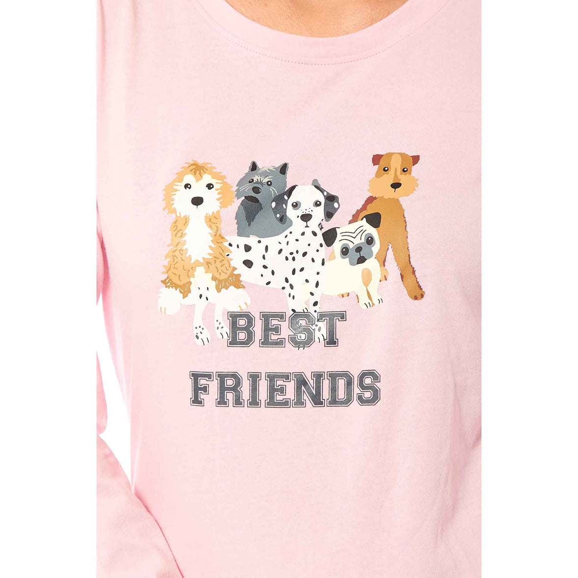 Soft Pink Dogs Pyjama Lounge Set for Women Comfortable Cotton Long Sleeve Top with Patterned Bottoms Elasticated Waistband Cozy PJs Available in Sizes Small to X Large Daisy Dreamer Pyjamas