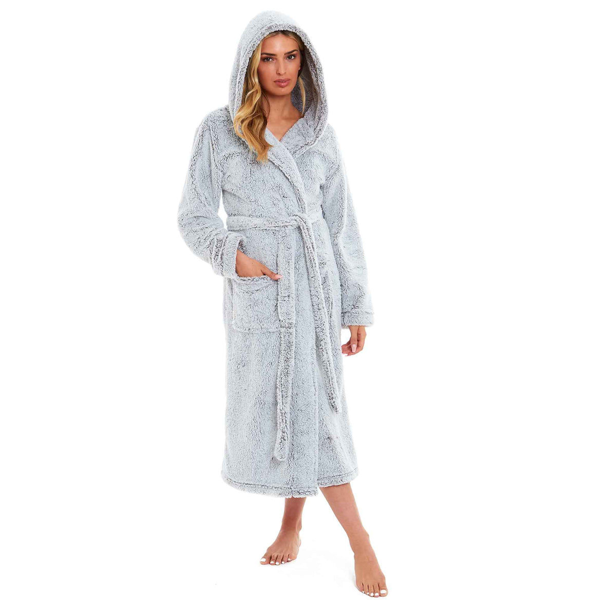Ultra Soft Velvet Touch Women's Hooded Fleece Bathrobes Cozy Plush Snuggle Dressing Gowns for Lounging Spa Gym Hotel Multiple Sizes and Colors by Daisy Dreamer Robe