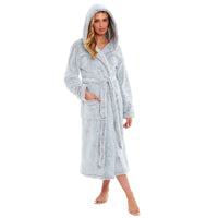 Ultra Soft Velvet Touch Women's Hooded Fleece Bathrobes Cozy Plush Snuggle Dressing Gowns for Lounging Spa Gym Hotel Multiple Sizes and Colors by Daisy Dreamer Robe