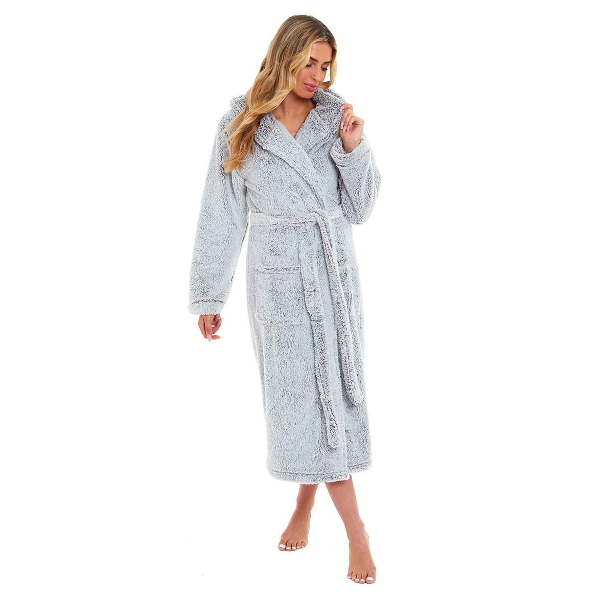 Ultra Soft Velvet Touch Women's Hooded Fleece Bathrobes Cozy Plush Snuggle Dressing Gowns for Lounging Spa Gym Hotel Multiple Sizes and Colors by Daisy Dreamer Robe