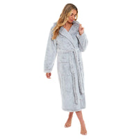 Ultra Soft Velvet Touch Women's Hooded Fleece Bathrobes Cozy Plush Snuggle Dressing Gowns for Lounging Spa Gym Hotel Multiple Sizes and Colors by Daisy Dreamer Robe