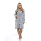 Ultra-Soft Women's Hooded Fleece Bathrobe with Zip Closure Warm Plush Dressing Gown for Home Spa Gym Multiple Colors and Sizes Cozy Loungewear by Daisy Dreamer GREY STRIPES / S Robe