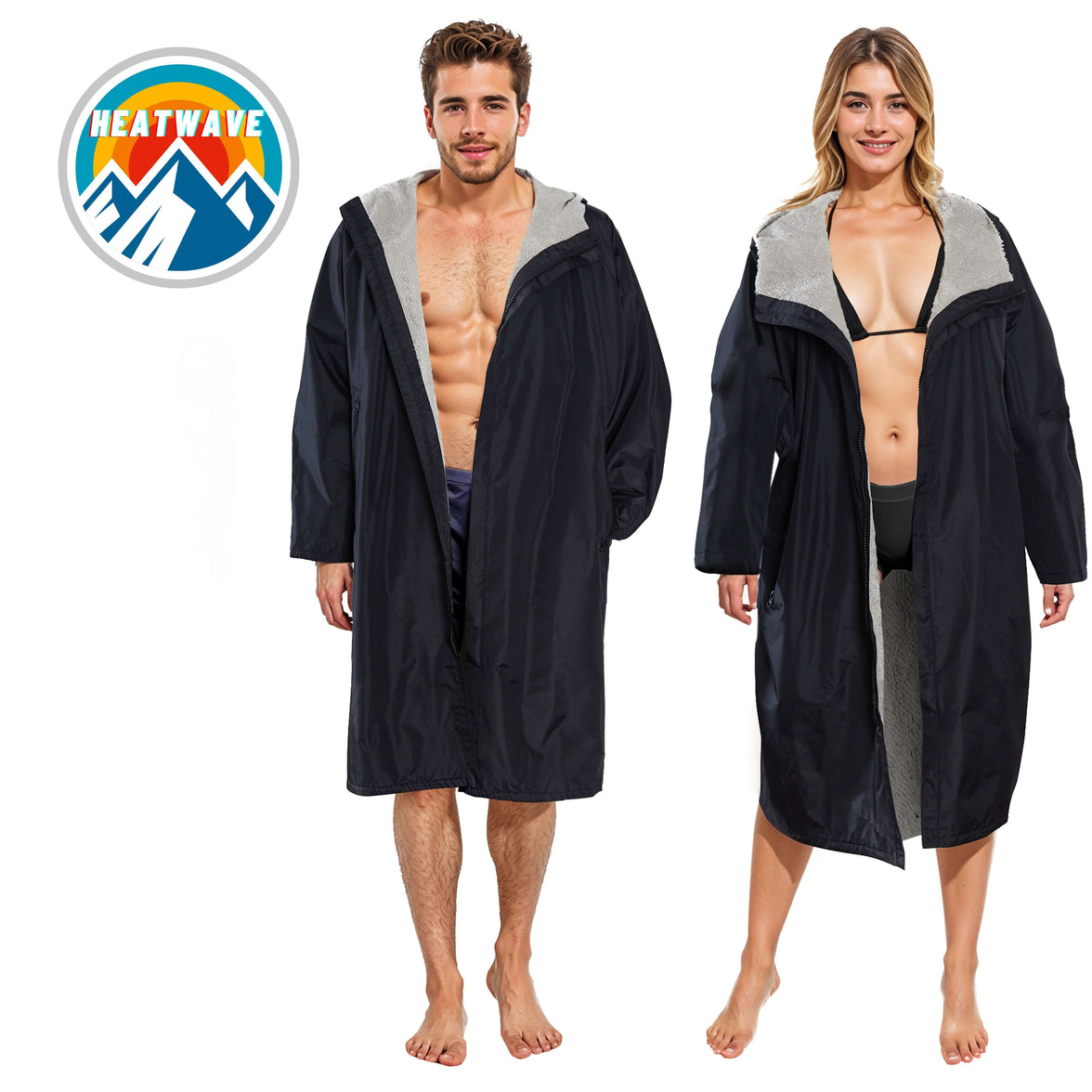 Unisex Adults Waterproof Windproof Changing Robe Hooded Outdoor Coat for Beach Swimming Surfing Warm Fleece Lining by Heatwave Thermalwear Changing Robe