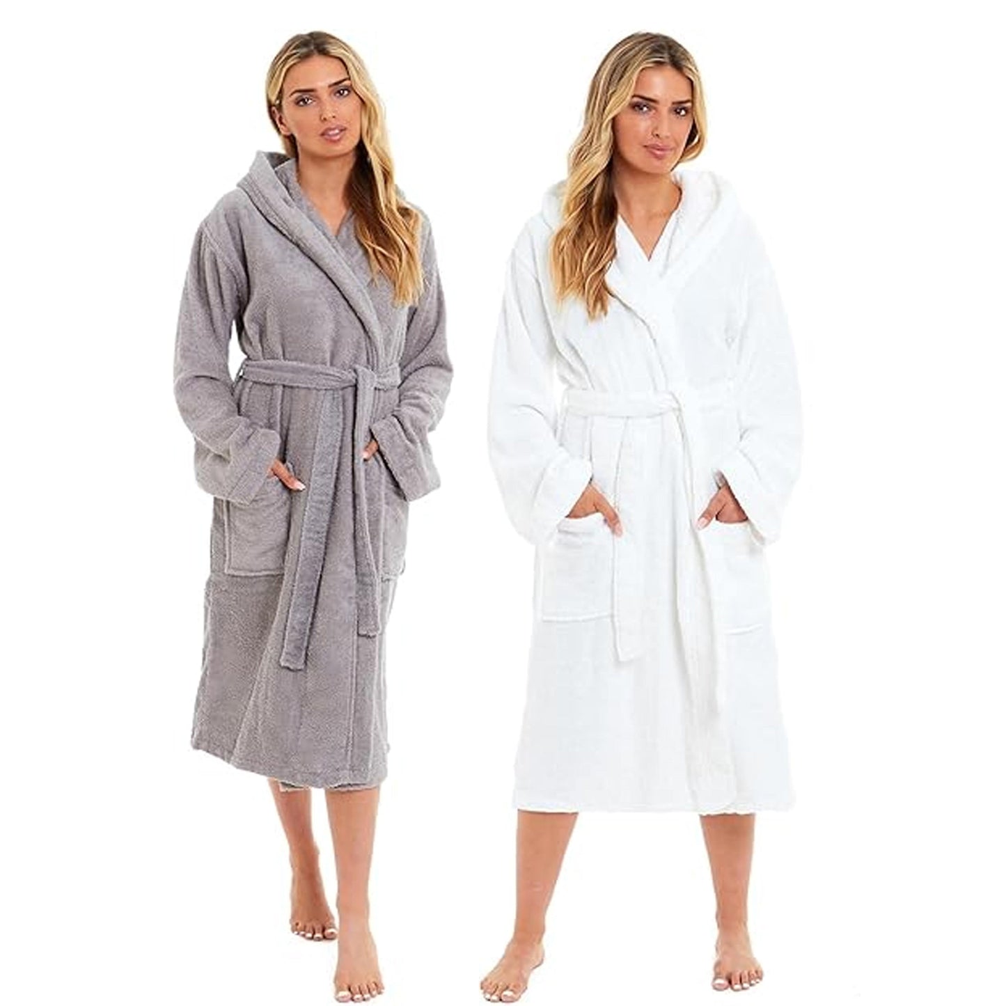 Unisex Bamboo Hooded Dressing Gown Super Soft Towelling Bath Robe for Men & Women by Sock Stack Bathrobe