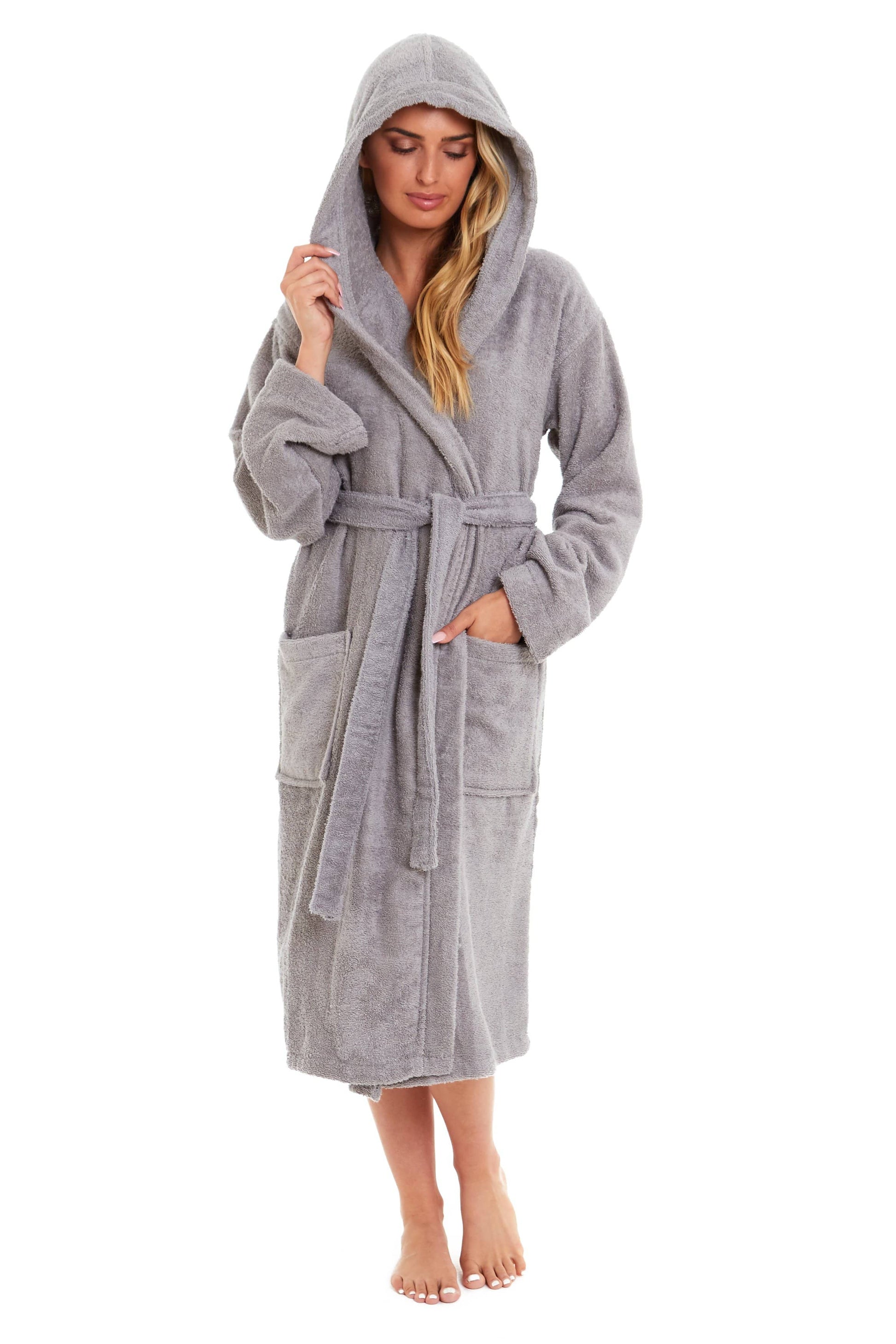 Unisex Bamboo Hooded Dressing Gown Super Soft Towelling Bath Robe for Men & Women by Sock Stack Bathrobe