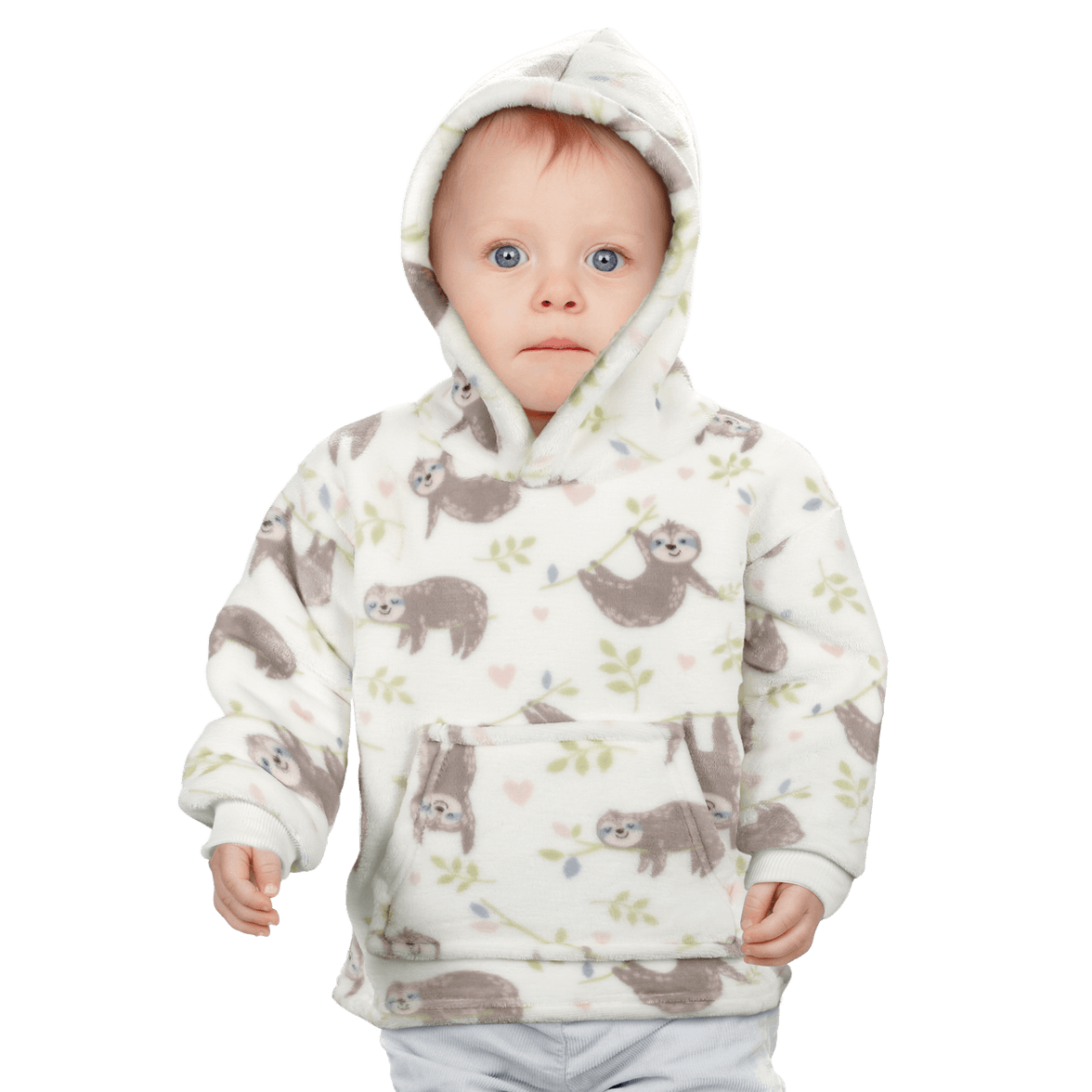 Unisex Safari and Sloth Hoodie Blanket for Infants 0-2 Years Ultra Soft Cozy Wearable Blanket with Spacious Pocket for Boys and Girls by Daisy Dreamer Hooded Blanket