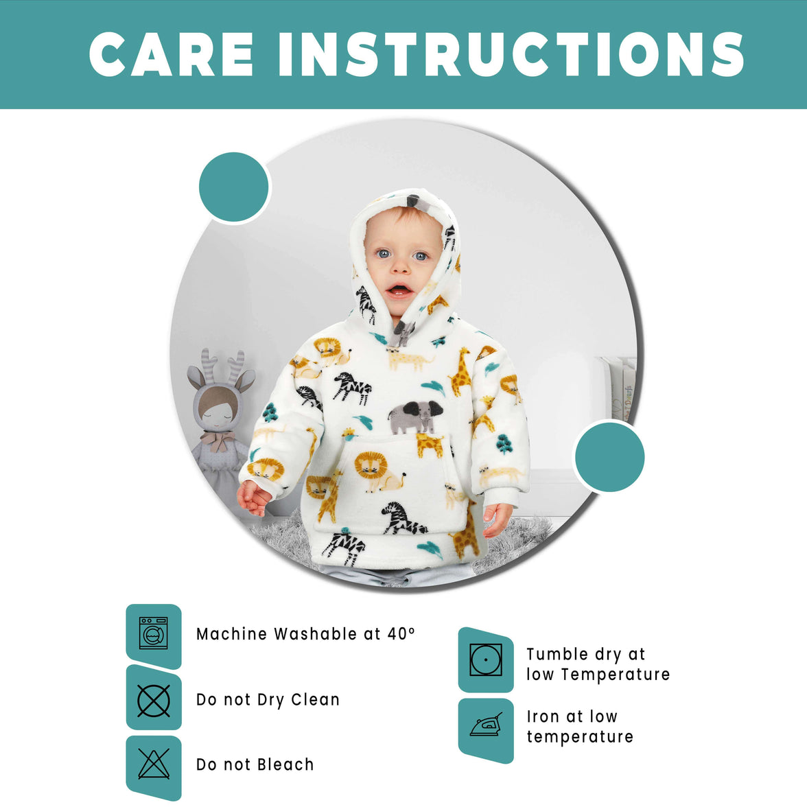 Unisex Safari and Sloth Hoodie Blanket for Infants 0-2 Years Ultra Soft Cozy Wearable Blanket with Spacious Pocket for Boys and Girls by Daisy Dreamer Hooded Blanket
