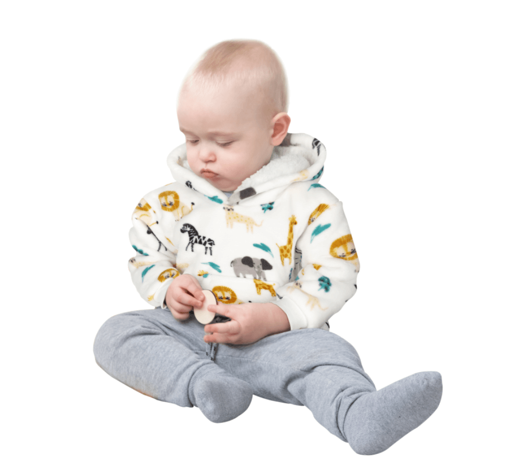 Unisex Safari and Sloth Hoodie Blanket for Infants 0-2 Years Ultra Soft Cozy Wearable Blanket with Spacious Pocket for Boys and Girls by Daisy Dreamer Hooded Blanket