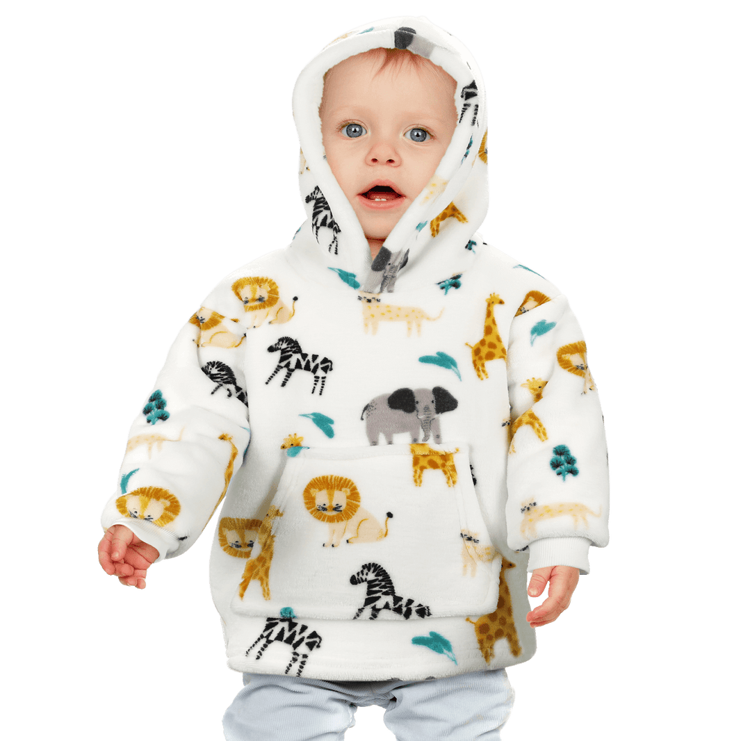 Unisex Safari and Sloth Hoodie Blanket for Infants 0-2 Years Ultra Soft Cozy Wearable Blanket with Spacious Pocket for Boys and Girls by Daisy Dreamer Hooded Blanket
