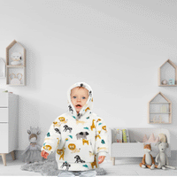 Unisex Safari and Sloth Hoodie Blanket for Infants 0-2 Years Ultra Soft Cozy Wearable Blanket with Spacious Pocket for Boys and Girls by Daisy Dreamer Hooded Blanket