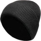 Unisex Wool Knit Beanie for Men and Women Warm Insulated Windproof Hat with Turn-Up Cuff Classic Black Grey Winter Cap for Outdoor Activities by Heatwave Thermalwear BLACK Hats