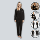 Women's Black Pyjama Set Soft Touch Long Sleeve Button-Up Top & Bottoms Two-Piece Nightwear by Daisy Dreamer Pyjamas