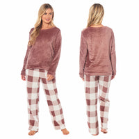 Women's Buffalo Check Fleece Pyjamas Set Long Sleeve Top and Bottoms Warm Nightwear Stylish Loungewear Multiple Sizes Available by Daisy Dreamer Pyjamas