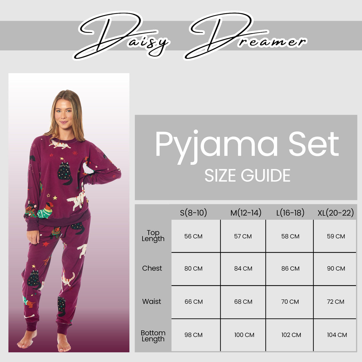 Women's Cats & Dogs Soft Fleece Pyjama Set Long Sleeve Animal Print Warm PJs Loungewear Sleepwear for Ladies by Daisy Dreamer Pyjamas