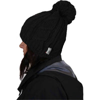Women's Chunky Cable Knit Beanie Hat with 3M Thinsulate Insulation and Pom Pom Waterproof Winter Hat in Black Purple Cream and Navy by Sock Stack Hats