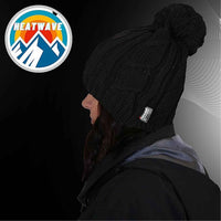 Women's Chunky Cable Knit Beanie Hat with 3M Thinsulate Insulation and Pom Pom Waterproof Winter Hat in Black Purple Cream and Navy by Sock Stack Hats