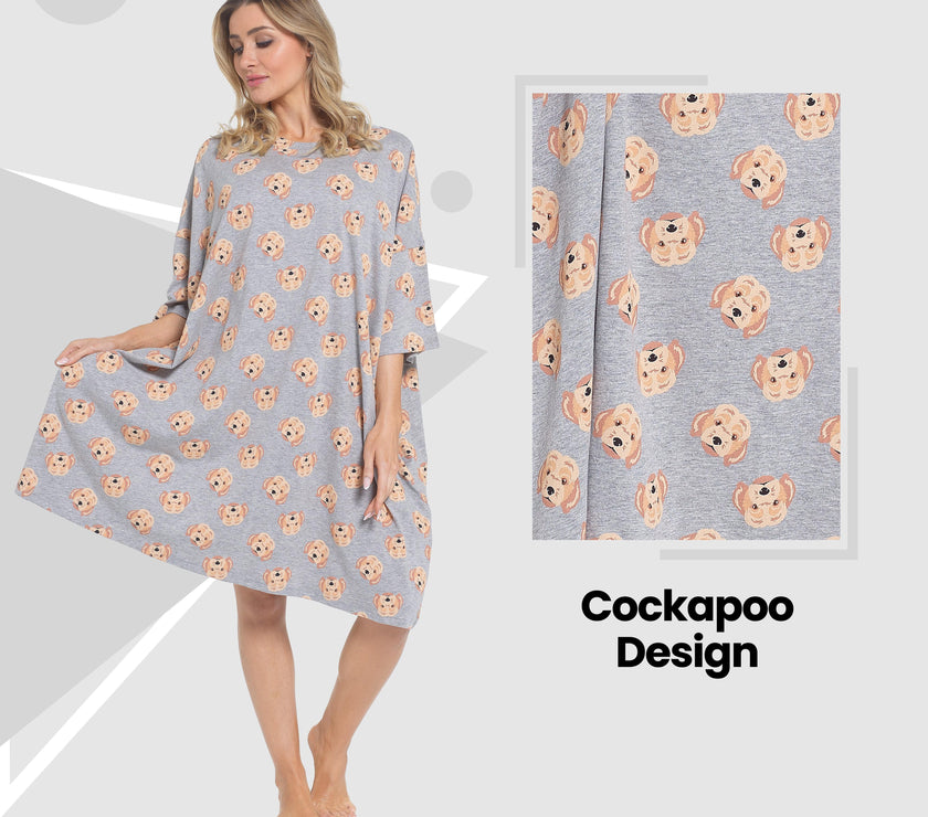 Daisy Dreamer Cockapoo Baggy Nightdress 100% Cotton Short Sleeve ...