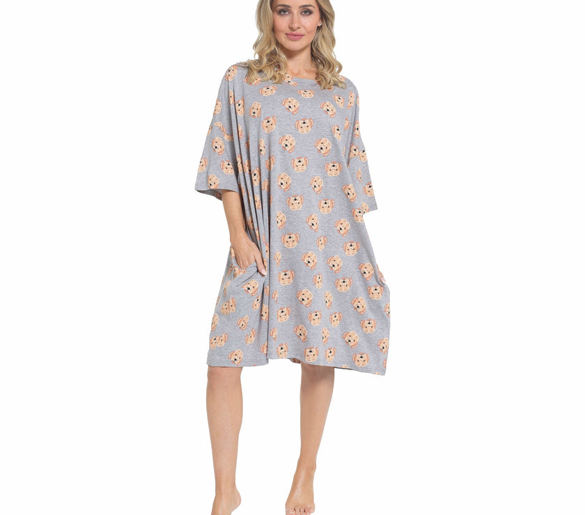 Daisy Dreamer Cockapoo Baggy Nightdress 100% Cotton Short Sleeve ...