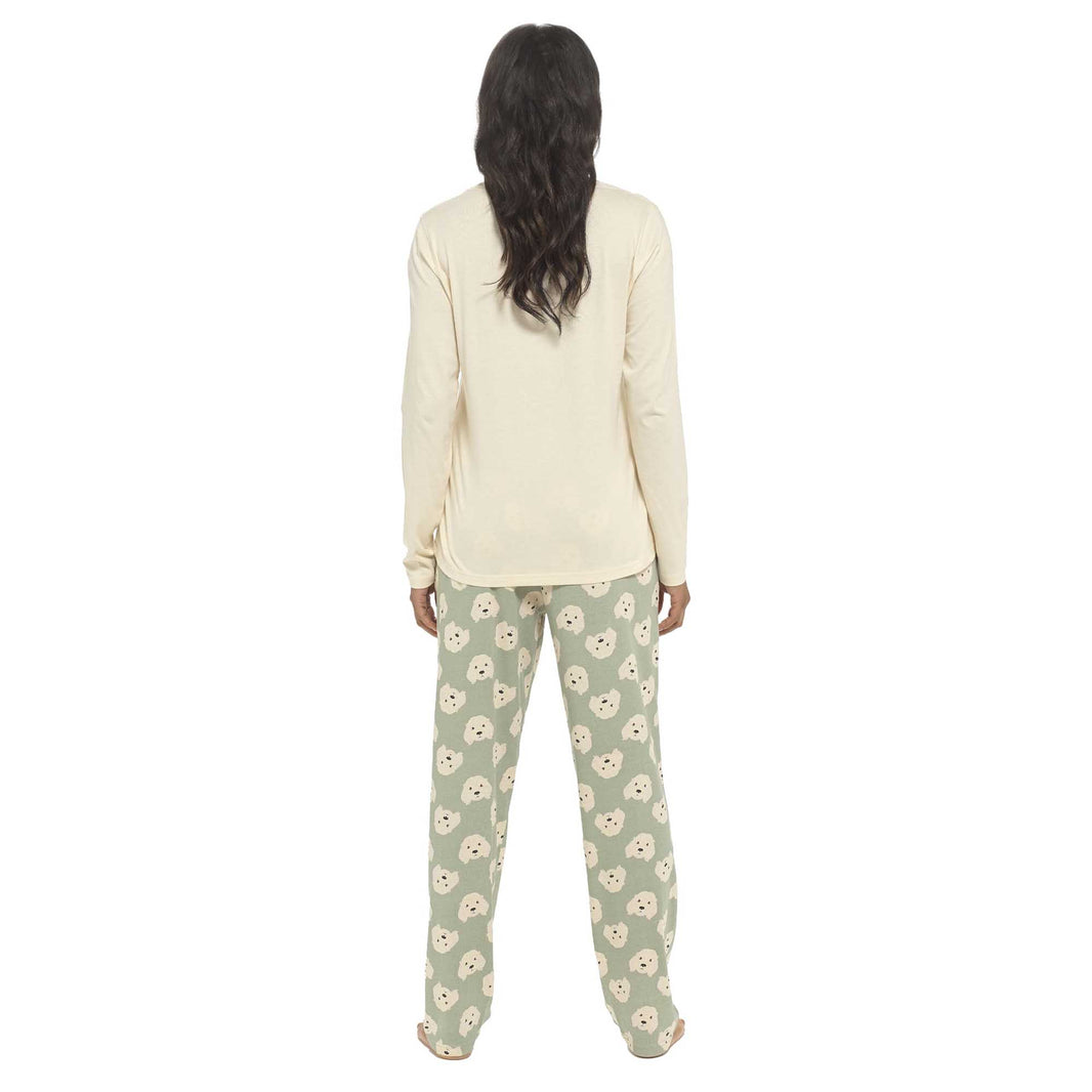 Women's Cockapoo Cotton Jersey Pyjama Set Long Sleeve Lounge Wear PJs with Elasticated Waistband by Daisy Dreamer Pyjamas