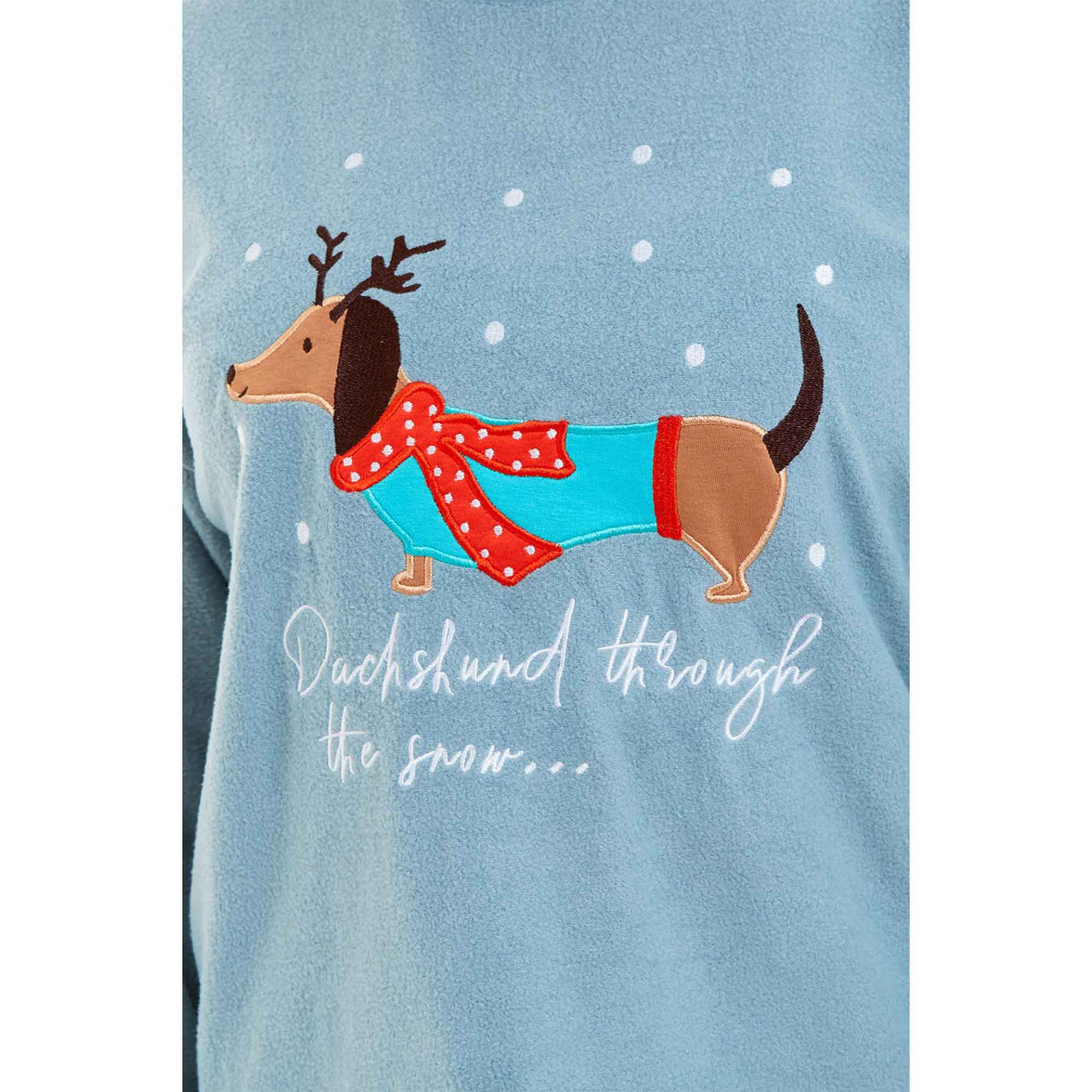 Women's Cosy Dachshund Polar Fleece Pyjama Set with Hood Embroidered Detailing Soft Nightwear Warm Loungewear Ideal Gift for Chilly Nights by Daisy Dreamer Pyjamas