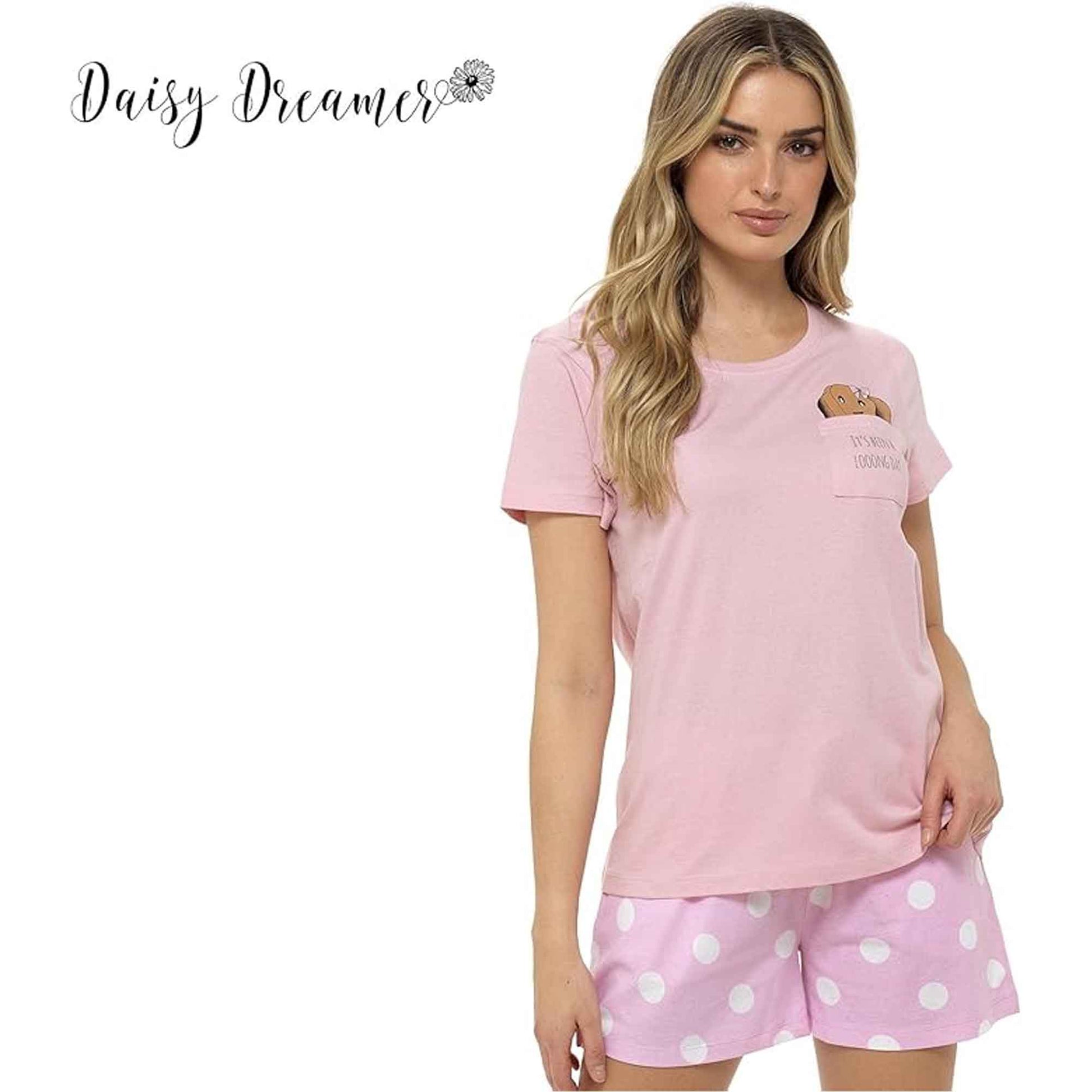 Women's Cotton Sausage Dog Print T Shirt and Shorts Pyjama Set for Summer by Daisy Dreamer Cozy Sleepwear Loungewear Gift for Dog Lovers Multiple Sizes Pyjamas
