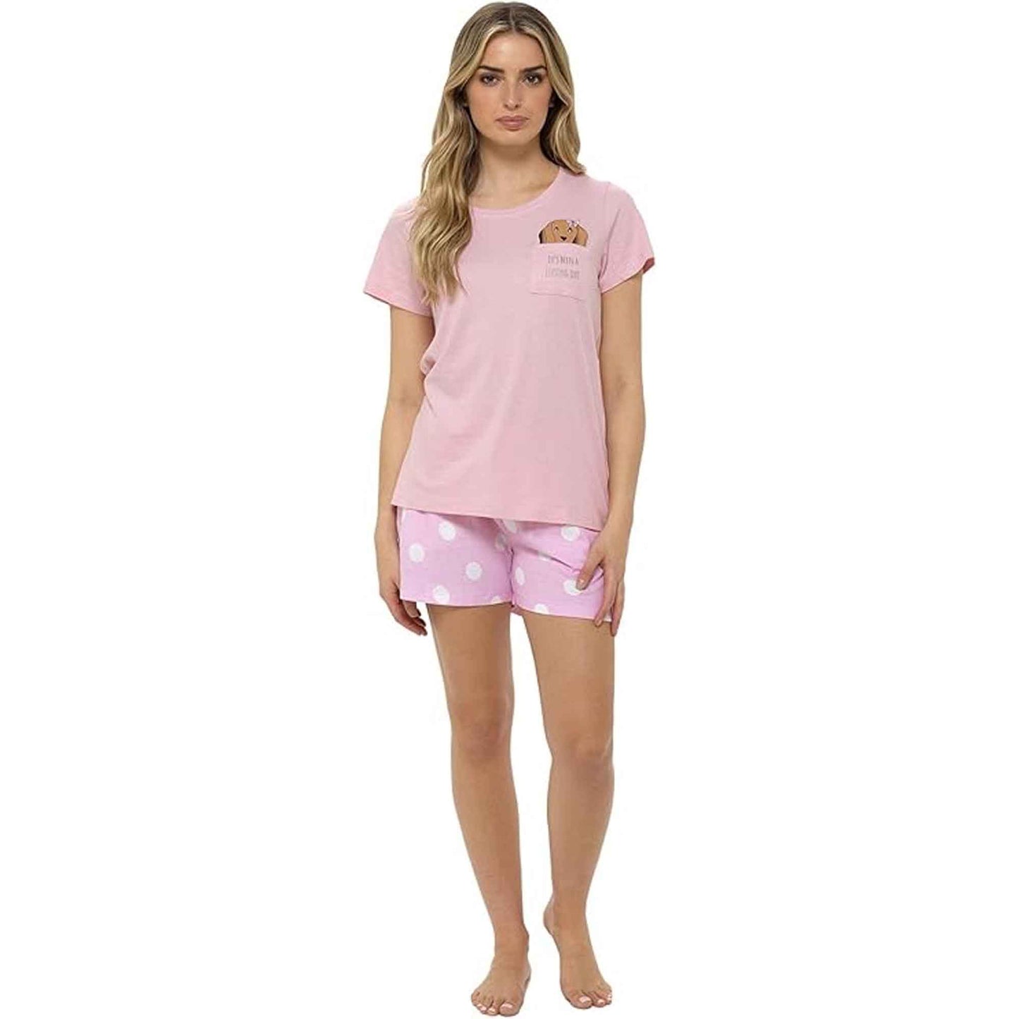 Women's Cotton Sausage Dog Print T Shirt and Shorts Pyjama Set for Summer by Daisy Dreamer Cozy Sleepwear Loungewear Gift for Dog Lovers Multiple Sizes SMALL | UK 8-10 Pyjamas
