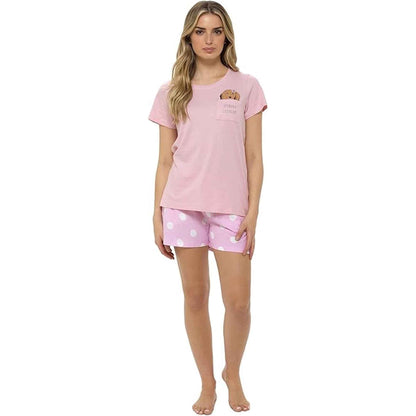 Women's Cotton Sausage Dog Print T Shirt and Shorts Pyjama Set for Summer by Daisy Dreamer Cozy Sleepwear Loungewear Gift for Dog Lovers Multiple Sizes SMALL | UK 8-10 Pyjamas