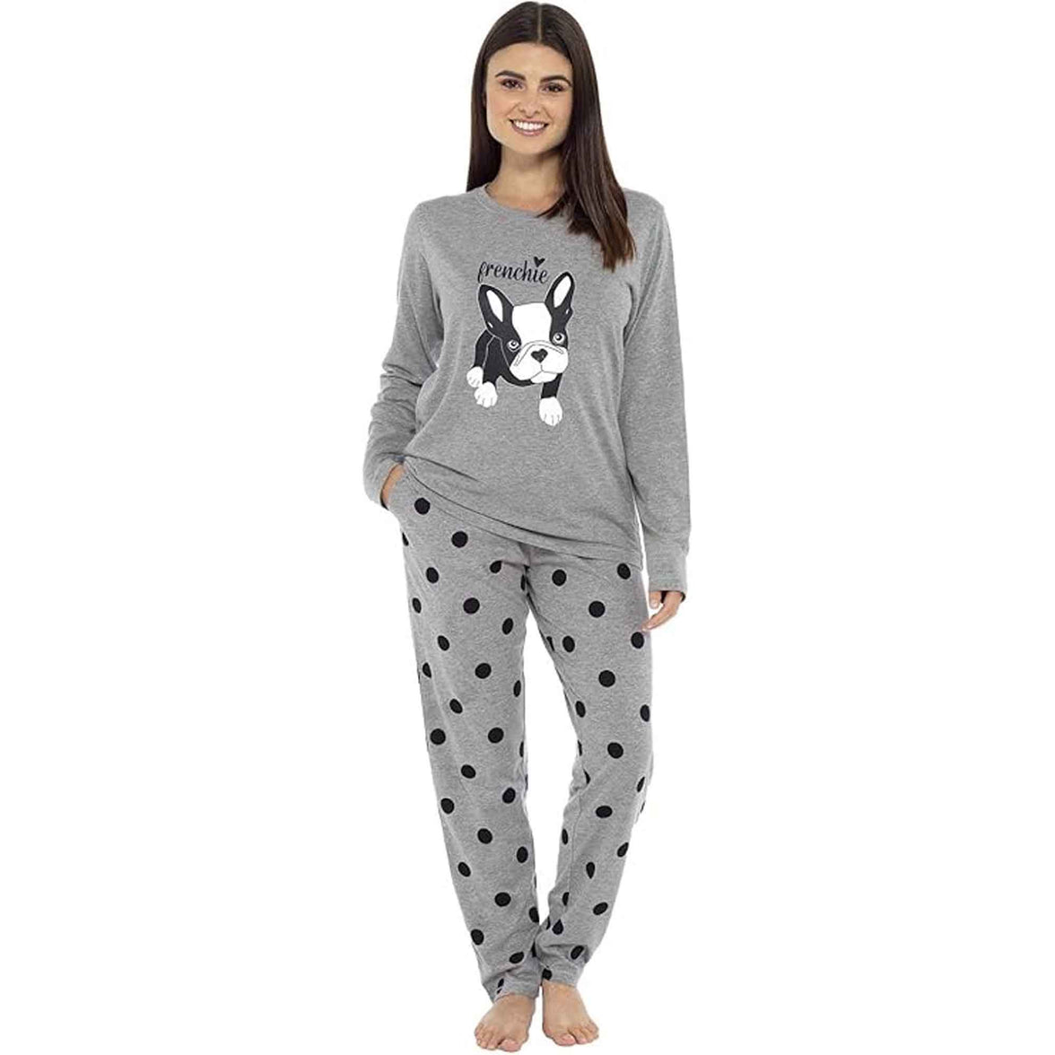Women's Cotton Soft Pyjama Set with Elasticated Patterned Bottoms Ultimate Nightwear and Cosy Loungewear Multiple Sizes by Daisy Dreamer FRENCHIE / S Pyjamas