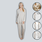 Women's Grey Pyjama Set Soft Touch Long Sleeve Button-Up Top & Bottoms Two-Piece Nightwear by Daisy Dreamer Pyjamas