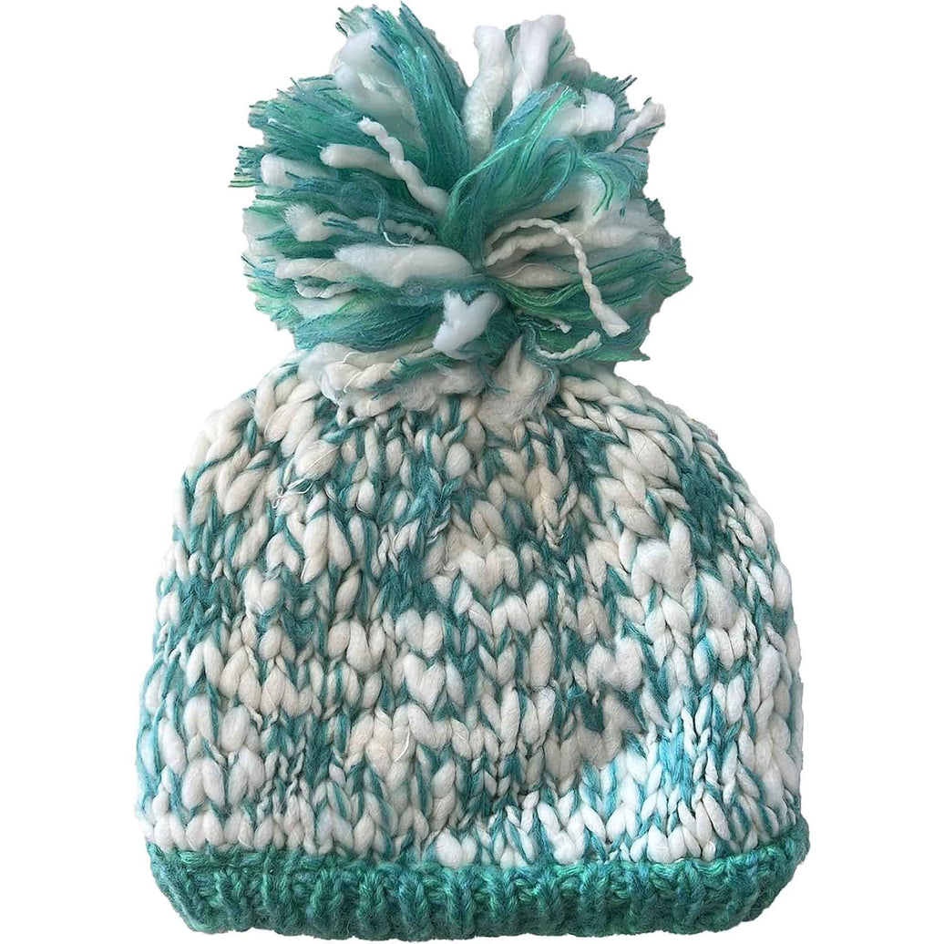 Women's Hand Knitted Daisy Pattern Winter Hat Headband Mittens Set with Pom Pom in Red Green Pink for Outdoor Activities and Holiday Gifts by Sock Stack HAT / GREEN Hats