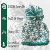 Women's Hand Knitted Daisy Pattern Winter Hat Headband Mittens Set with Pom Pom in Red Green Pink for Outdoor Activities and Holiday Gifts by Sock Stack Hats