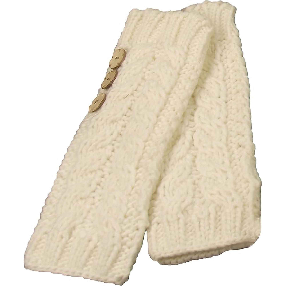 Women's Hand-Knitted Winter Hat Scarf and Hand Warmer Set with Inga Button Design Luxurious Acrylic Adjustable Fit Elegant Brown and Cream by Sock Stack HAND WARMERS / CREAM Hats
